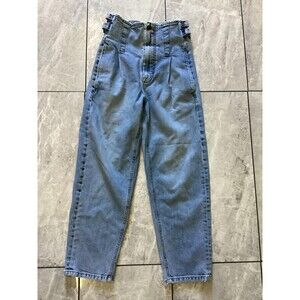 Colovos Jeans Womens 0 Blue High Rise Paperbag Waist Tapered Leg Made USA Denim
